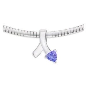 Safi Kilima Purple Tanzanite Stone Slide On Silver Omega Chain Necklace NEW